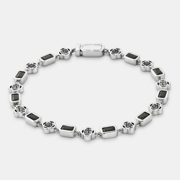 Onyx Gemstone Clover Bracelet (Silver)