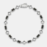 Onyx Gemstone Clover Bracelet (Silver)
