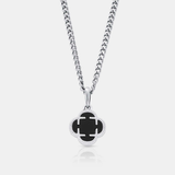 Onyx Clover Stone Pendant (Silver)