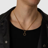 Onyx Clover Stone Pendant (Gold)