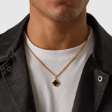 Onyx Clover Stone Pendant (Gold)