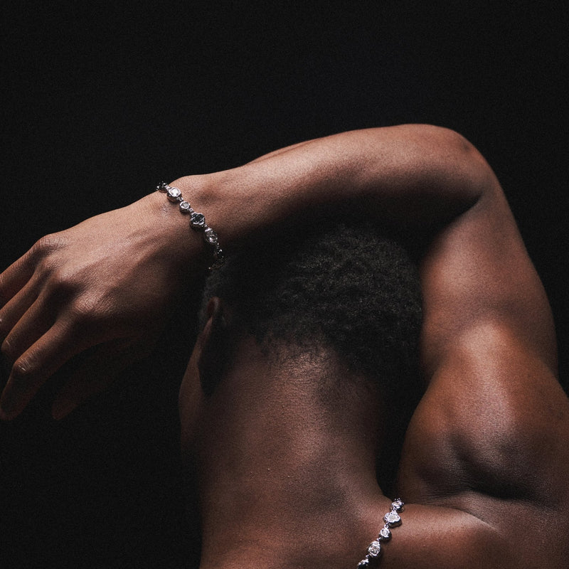 Melted Onyx Gemstone Bracelet (Silver)