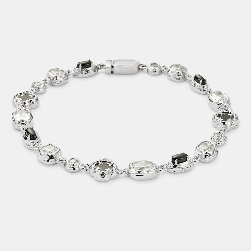Melted Onyx Gemstone Bracelet (Silver)