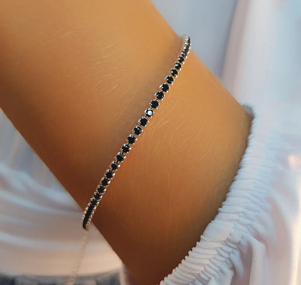 Riviera Bracelet Black Zirconia Silver Plated