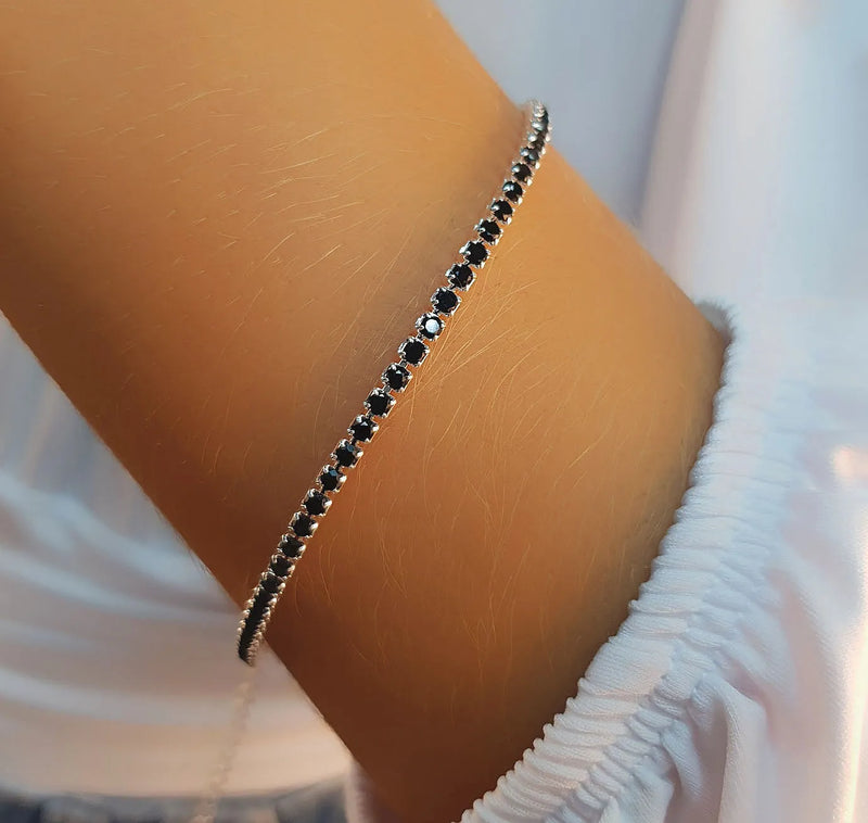 Riviera Bracelet Black Zirconia Silver Plated