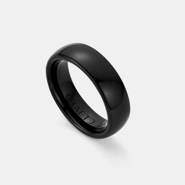 Rounded Ring (Black) 7mm | Sterling Silver