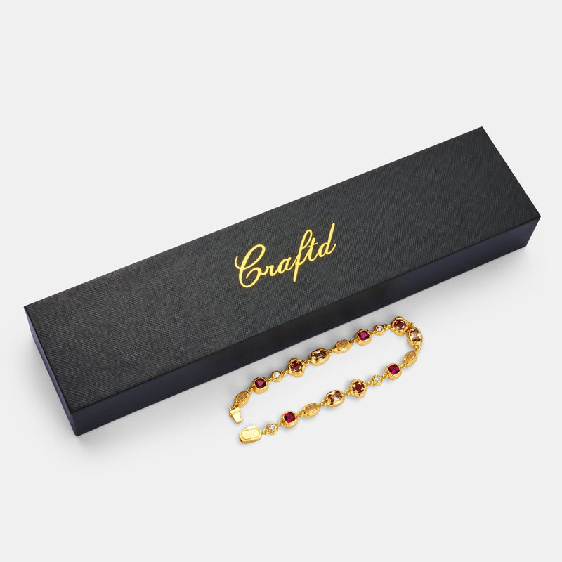 Melted Ruby Gemstone Bracelet (Gold)
