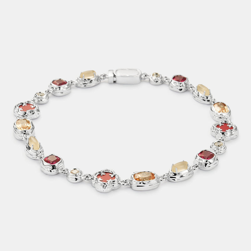 Melted Ruby Gemstone Bracelet (Silver)