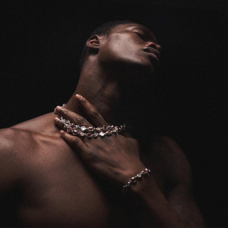 Melted Ruby Gemstone Bracelet (Silver)